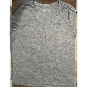 Under Armour Women’s Shirt 1X  VNeck HeatGear Heather Gray Loose